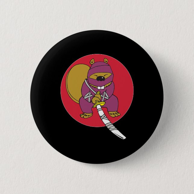 Funny Beaver. Ninja Beaver Knapp (Framsida)