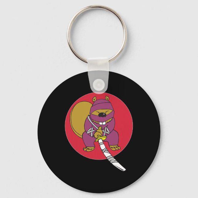 Funny Beaver. Ninja Beaver Nyckelring (Framsida)