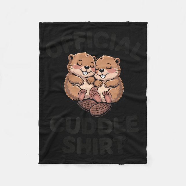 Funny Beavers Hugging Cuddle  Fleecefilt (Framsidan)