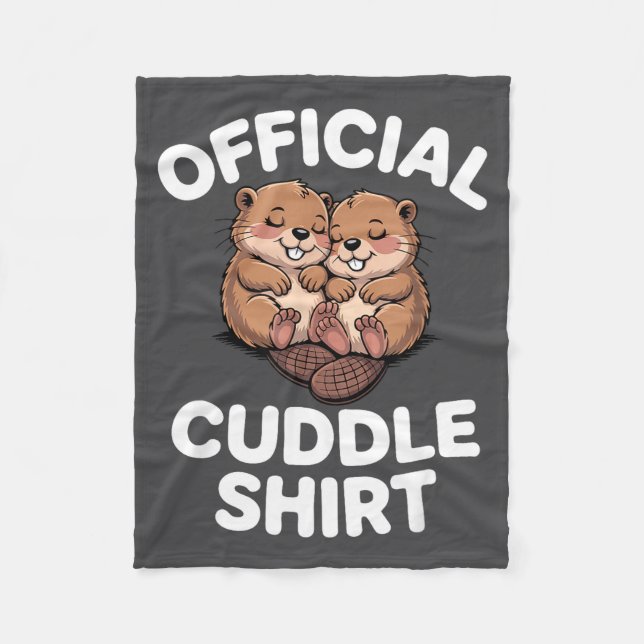 Funny Beavers Hugging Cuddle  Fleecefilt (Framsidan)