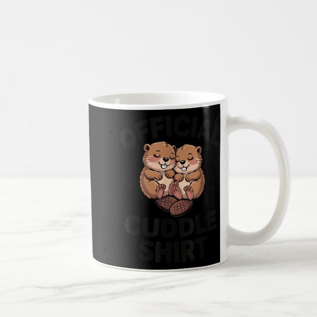 Funny Beavers Hugging Cuddle  Kaffemugg (Höger)