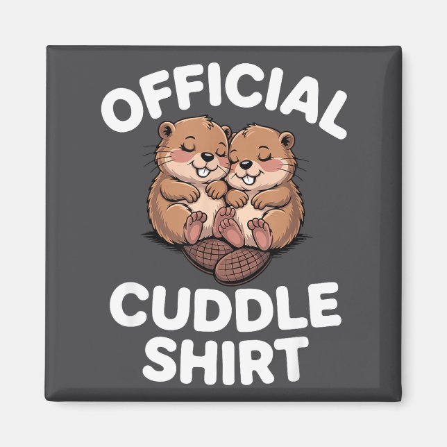 Funny Beavers Hugging Cuddle  Magnet (Framsidan)