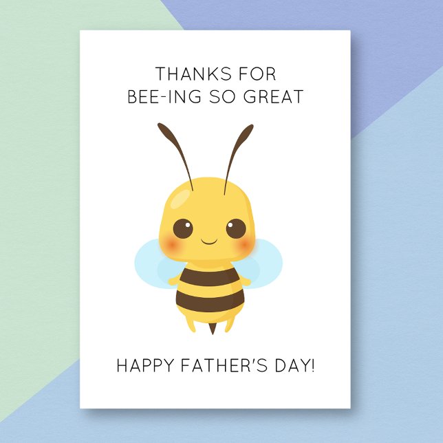 Funny Bee Animal Pun Fars dag Card Kort (Skapare uppladdad)