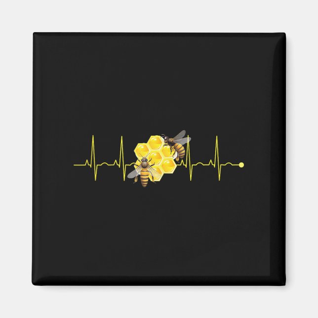Funny Bee Heartslag Hive Nature Buzzing Insekt Lov Magnet (Framsidan)