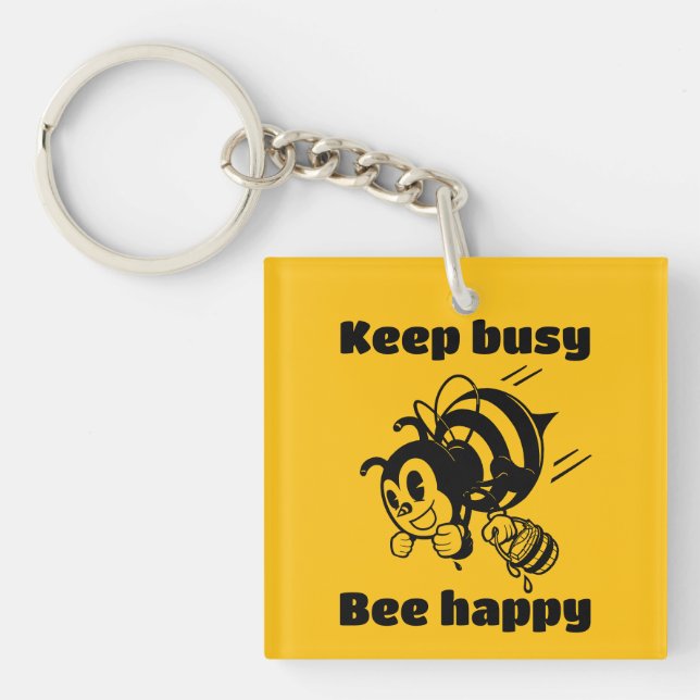 Funny Bee Keep Busy Bee Happy Motivational Cartoon (Framsidan)
