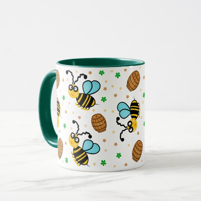 Funny bee mönster mugg (Framsida vänster)