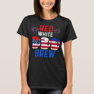 Funny Beer America Patriotic Red White Brew Flagga T Shirt