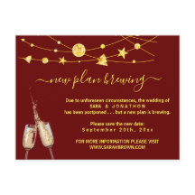 Funny Beer Bröllop Postponement Announement Postc