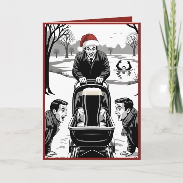 Funny beer Christmas Kort (Framsida)