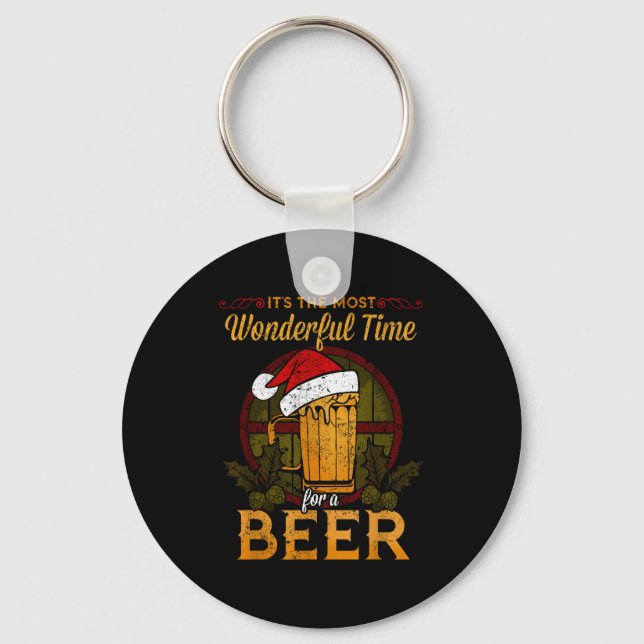 Funny Beer Christmas Shirt Holiday Most Wonderful  Nyckelring (Framsida)