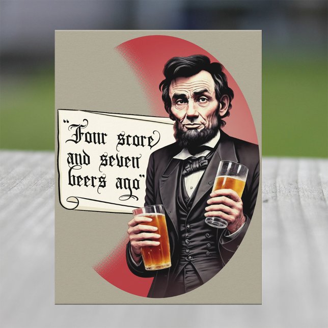 Funny Beer Drinking Abraham Lincoln Cookout Party Inbjudan Vykort (Beer drinkin Lincoln)