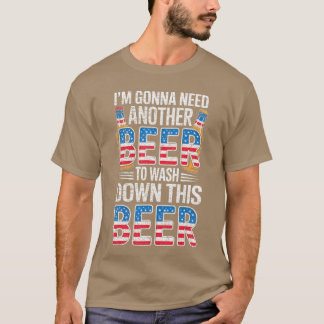 Funny Beer Drinking USA Flag 4th of July Retro Men T Shirt