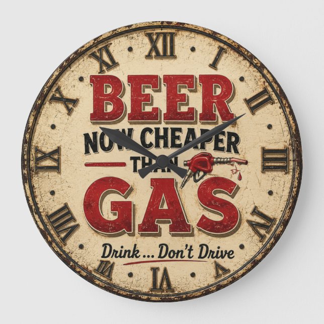 Funny Beer Garage Decor  Stor Klocka (Framsida)