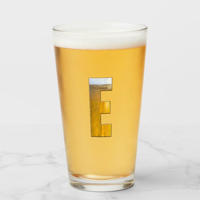 Funny Beer Head Monogram Initial Brev E Glaskopp (Framsida fylld)