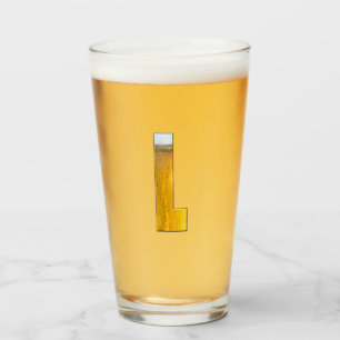 Funny Beer Head Monogram Initial Brev L Glaskopp