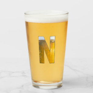 Funny Beer Head Monogram Initial Brev N Glaskopp