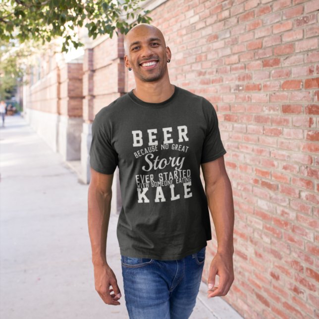 Funny Beer mot Kale Wisdom Quote Text Wordart T Shirt (Skapare uppladdad)