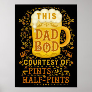 Funny Beer Pappa Bod Far Humous Antique Poster