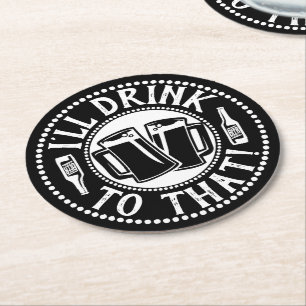 Funny Beer Party   Jag dricker till det Underlägg Papper Rund