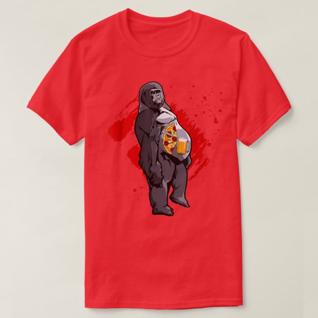 Funny Beer Pizza Monkey T Shirt (Design framsida)