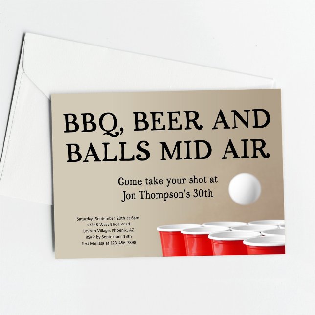 Funny Beer Pong BBQ Birthday Bachelor Party Inbjudningar (Skapare uppladdad)