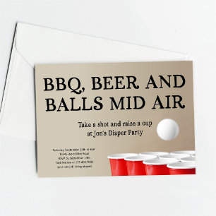 Funny Beer Pong BBQ Diaper Party Inbjudningar