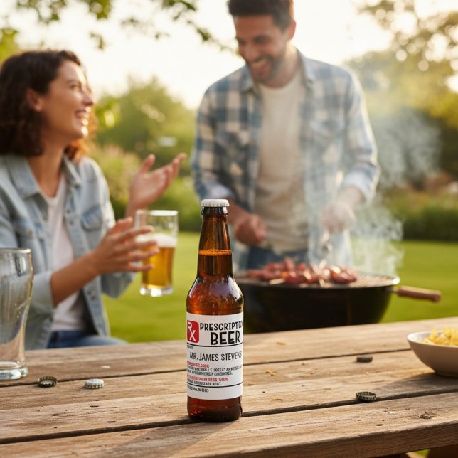 Funny Beer Prescription Personlig Namn Ölflaska Etikett (Skapare uppladdad)