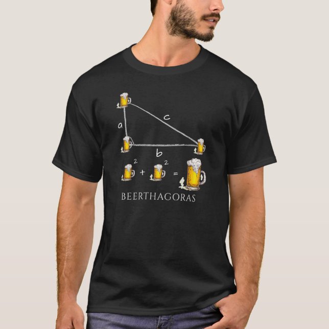 Funny Beer Pythagoras Theorem Mathematics T Shirt (Framsida)