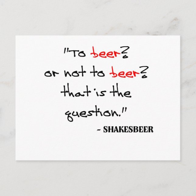 Funny Beer Quote Vykort (Framsida)