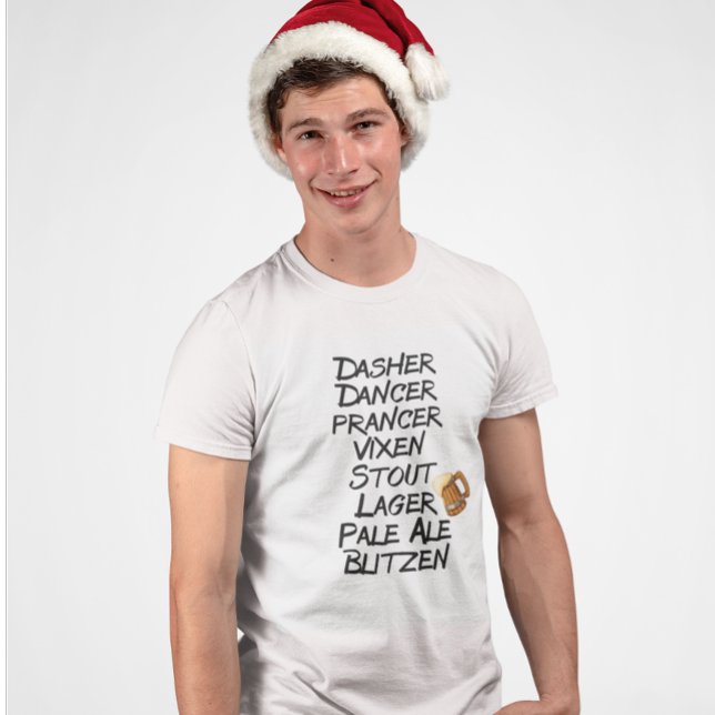 Funny Beer Reindeer Namn jul Helgdag T Shirt (Skapare uppladdad)