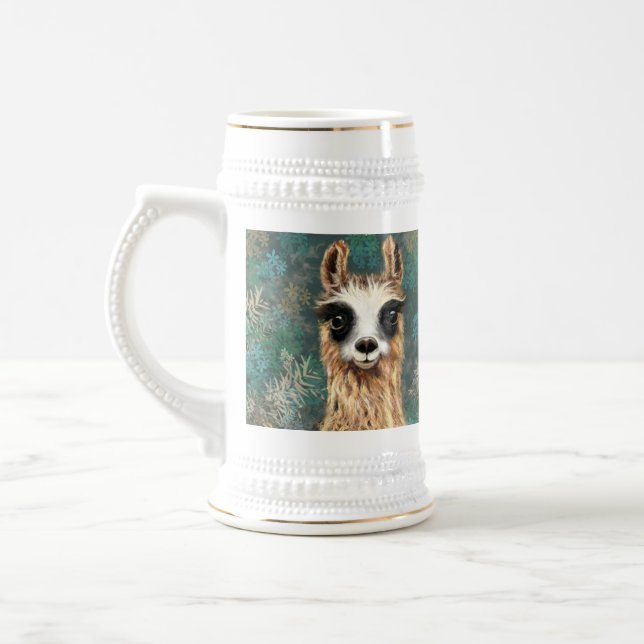 Funny Beer Stein med Nyfiken Llama Sejdel (Vänster)