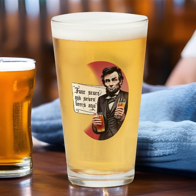 Funny Beer Tipsy Abraham Lincoln Drinking Homebrew Glaskopp (Funny Drinkin' Lincoln beer glass)
