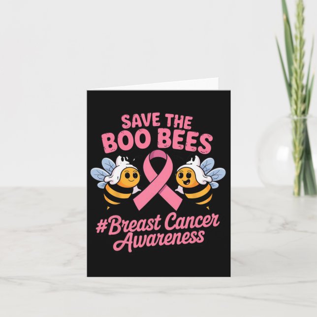 Funny Bees Ghost Boo Breast Cancer Awareness Rosa Kort (Framsida)