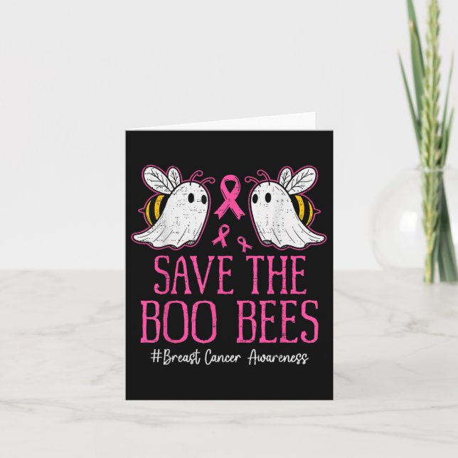 Funny Bees Ghost Boo Breast Cancer Awareness Rosa Kort (Framsida)