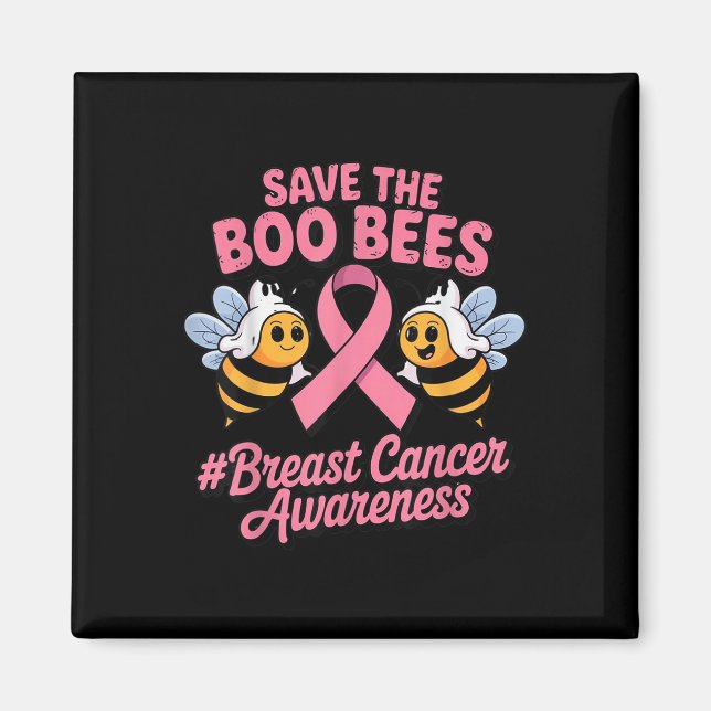 Funny Bees Ghost Boo Breast Cancer Awareness Rosa Magnet (Framsidan)
