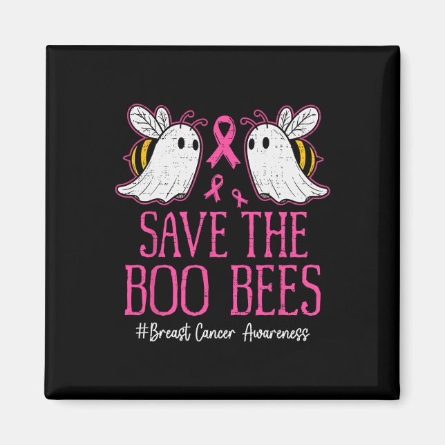 Funny Bees Ghost Boo Breast Cancer Awareness Rosa Magnet (Framsidan)
