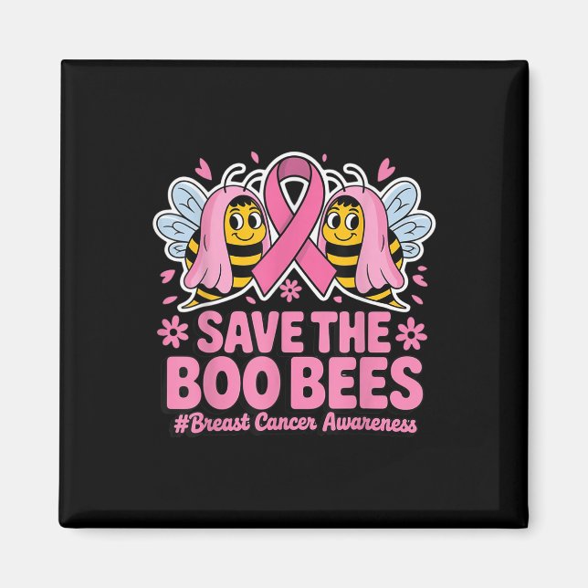 Funny Bees Ghost Boo Breast Cancer Awareness Rosa Magnet (Framsidan)