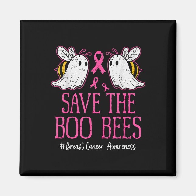 Funny Bees Ghost Boo Breast Cancer Awareness Rosa Magnet (Framsidan)