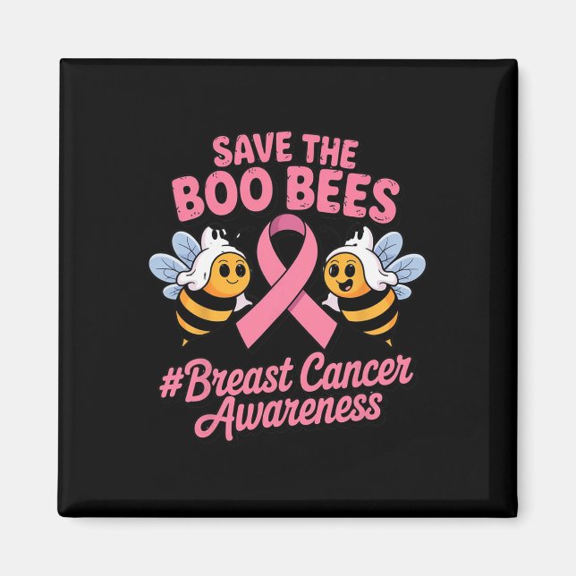 Funny Bees Ghost Boo Breast Cancer Awareness Rosa Magnet (Framsidan)