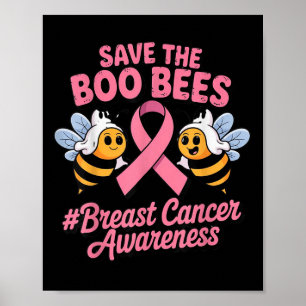 Funny Bees Ghost Boo Breast Cancer Awareness Rosa Poster