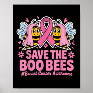 Funny Bees Ghost Boo Breast Cancer Awareness Rosa Poster