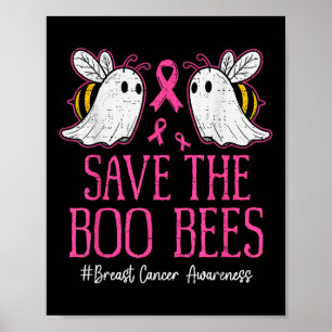 Funny Bees Ghost Boo Breast Cancer Awareness Rosa Poster