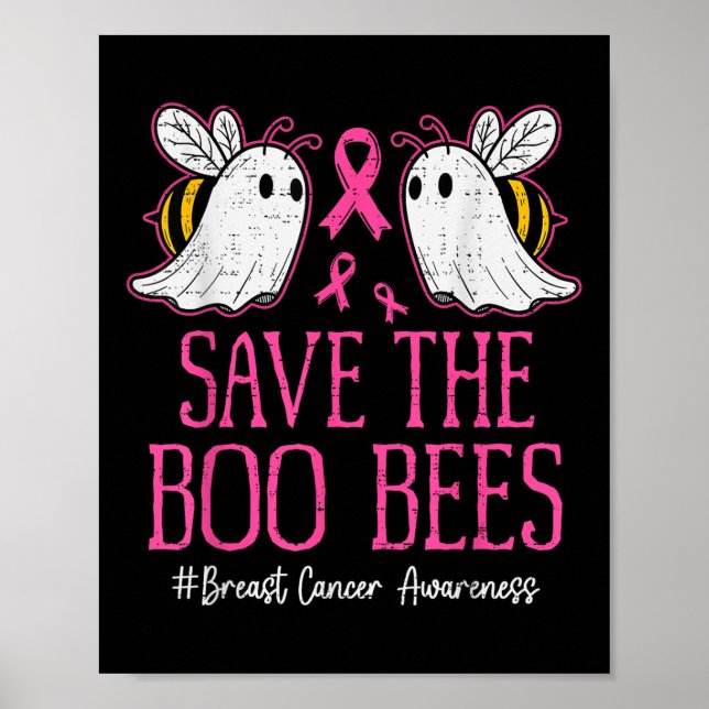 Funny Bees Ghost Boo Breast Cancer Awareness Rosa Poster (Framsidan)