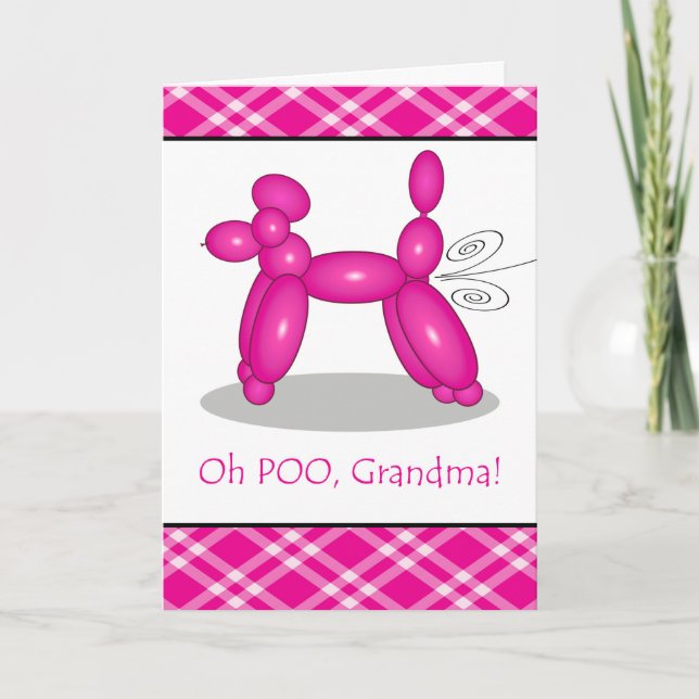 Funny Belated Birthday for Grandma, Pudel Fart Kort (Framsida)