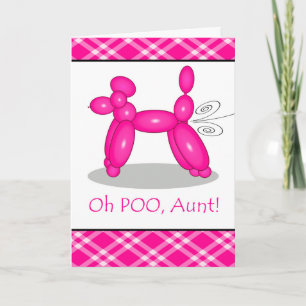 Funny Belated Birthday för Moster, Pudel Fart Kort