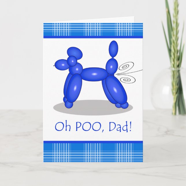 Funny Belated Birthday för Pappa, Pudel Fart Kort (Framsida)