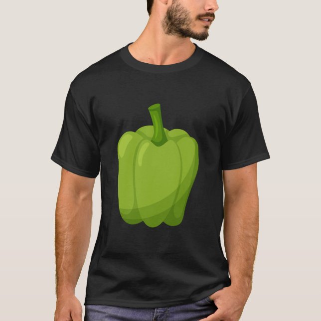 Funny Bell pepper Green Fruit Halloween Costume T Shirt (Framsida)