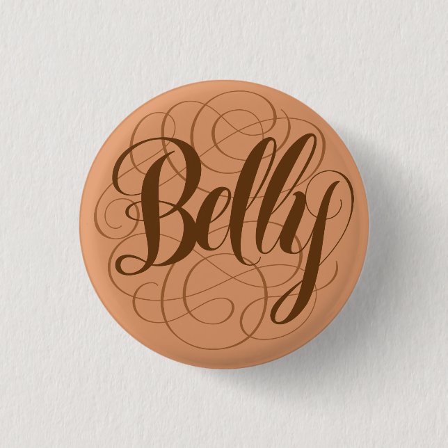 Funny Belly Button calligraphy lettering pinback Knapp (Framsida)