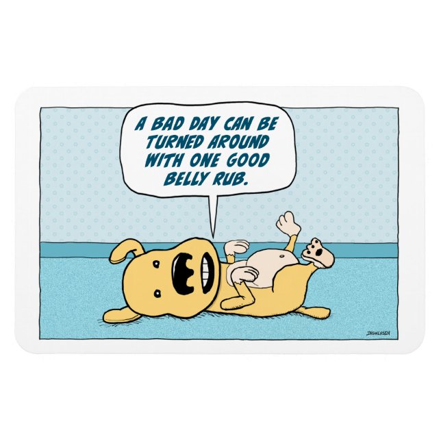 Funny Belly Rub Hund magnet (Horisontell)