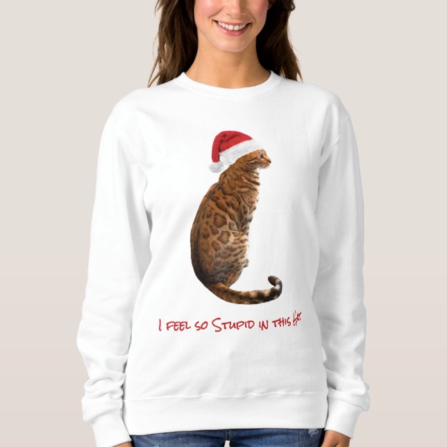 Funny Bengal Cat i julklapp i Santa Hat T Shirt (Framsida)